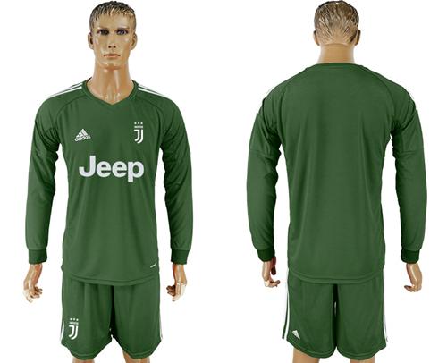 Juventus Blank Green Goalkeeper Long Sleeves Soccer Club Jersey
